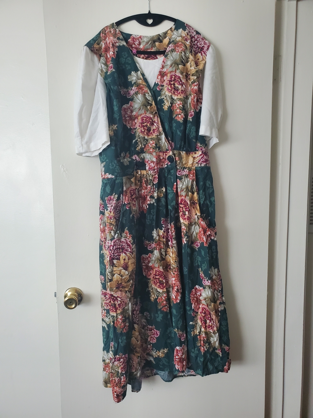 Floral Green Dress with White Accent